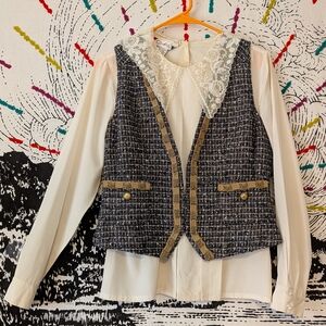 Vintage Blouse Vest Bundle Dark Academia Preppy Boss